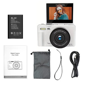 Câmera Digital 4K 18X com Tela Giratória – Ideal para YouTube e Vlogs